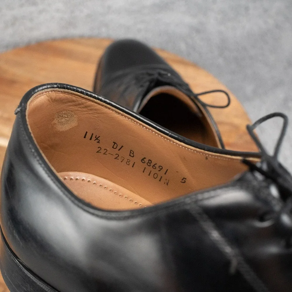 Johnston & Murphy Melton Optima Dress Shoes Mens 10.5 D/B Leather Cap Toe Black